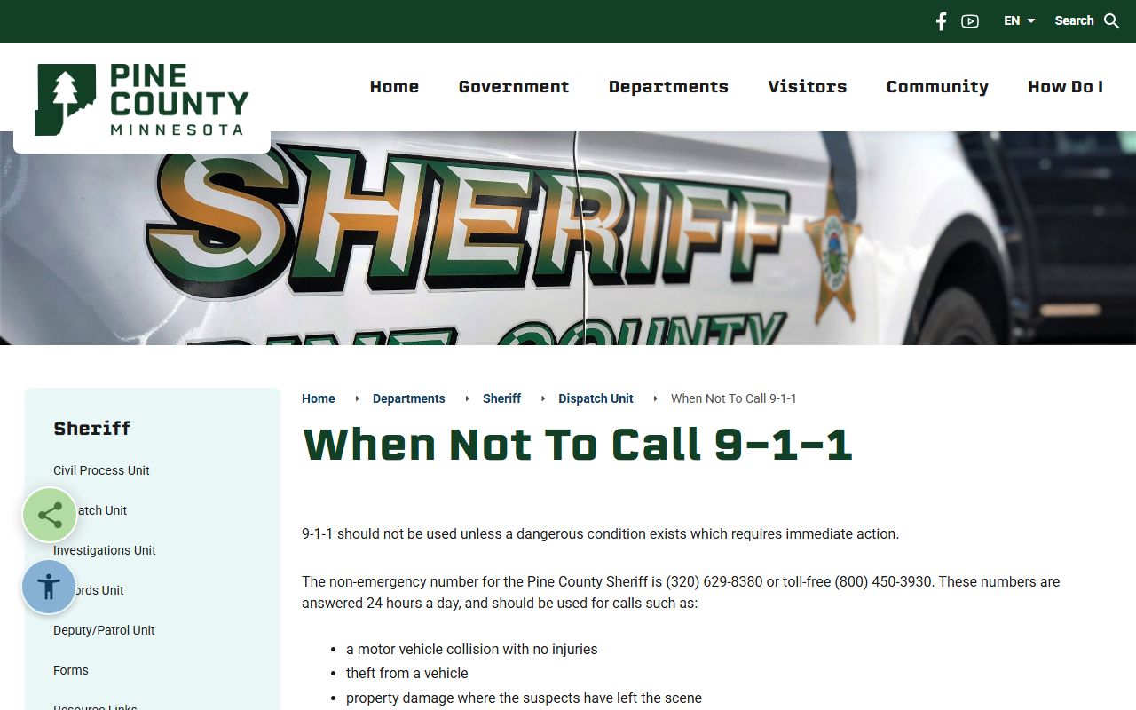 Pine County arrest records sheriff non-emergency guidance