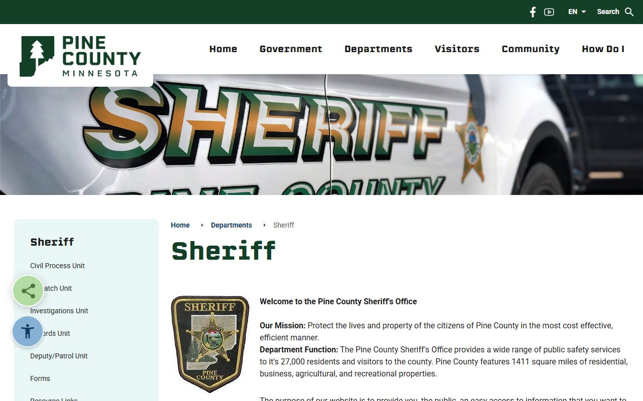 Pine County arrest records Sheriff's Office source