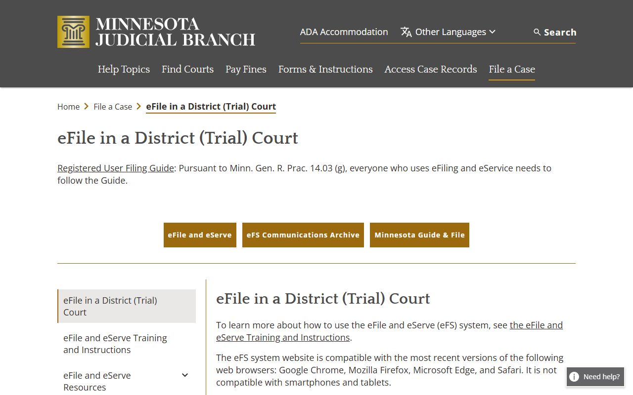 Pine County court dockets district court filing source