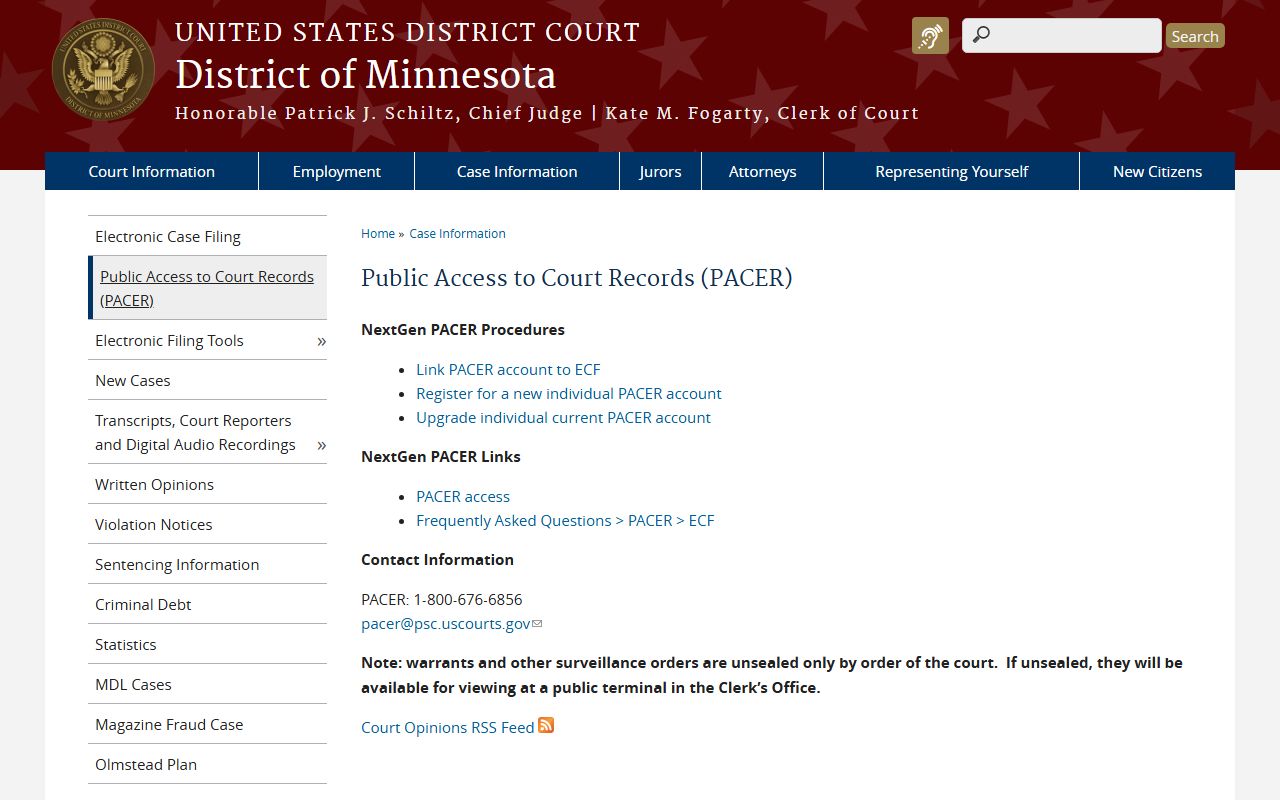 Pine County District Court District of Minnesota PACER source