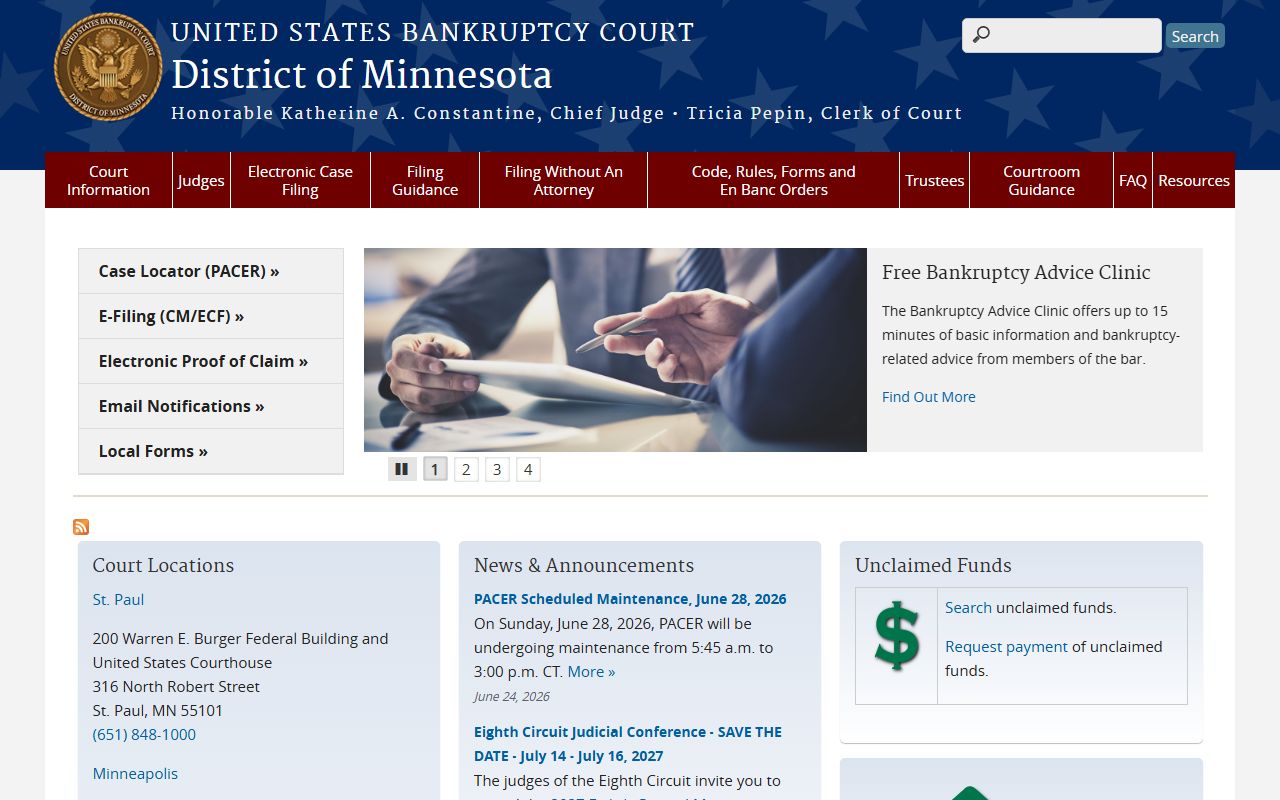 Pine County District Court U.S. Bankruptcy Court District of Minnesota source
