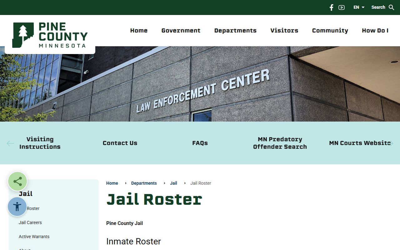 Pine County inmate records jail roster PDF access