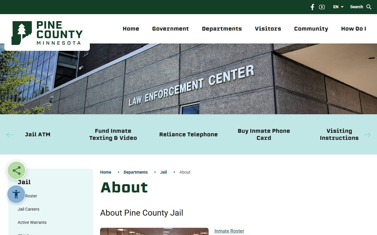Pine County inmate records jail capacity information