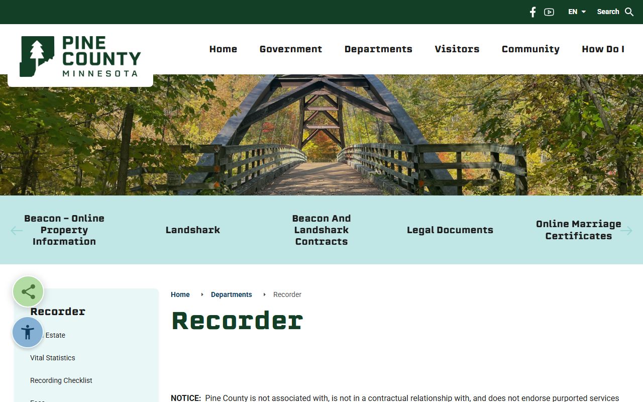Pine County marriage records Recorder office page