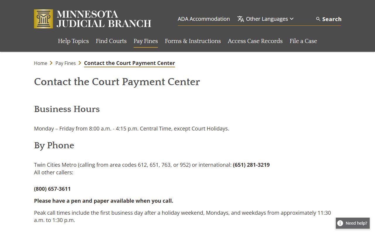Pine County traffic court records Court Payment Center contact form
