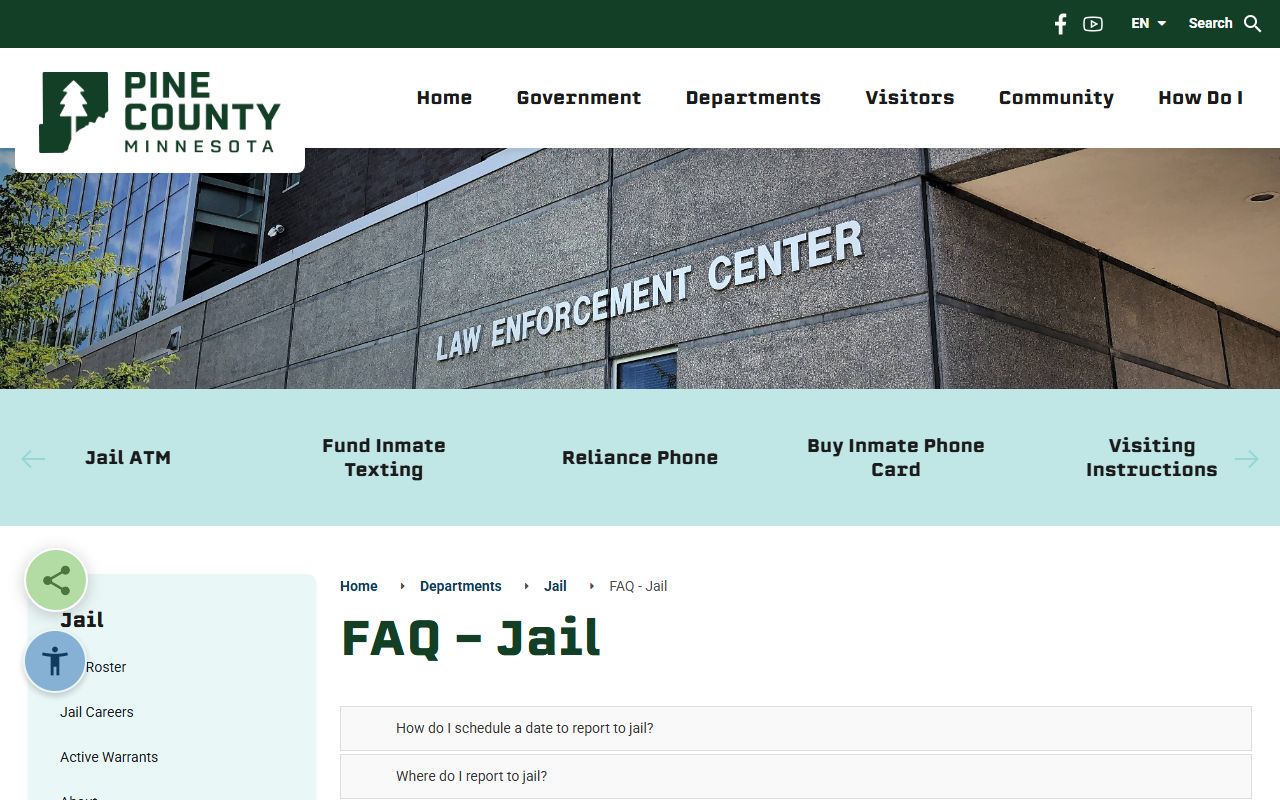 Pine County warrant records jail FAQ warrant and bail information